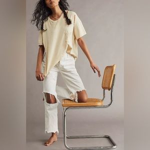 Free People White Cropped Jeans